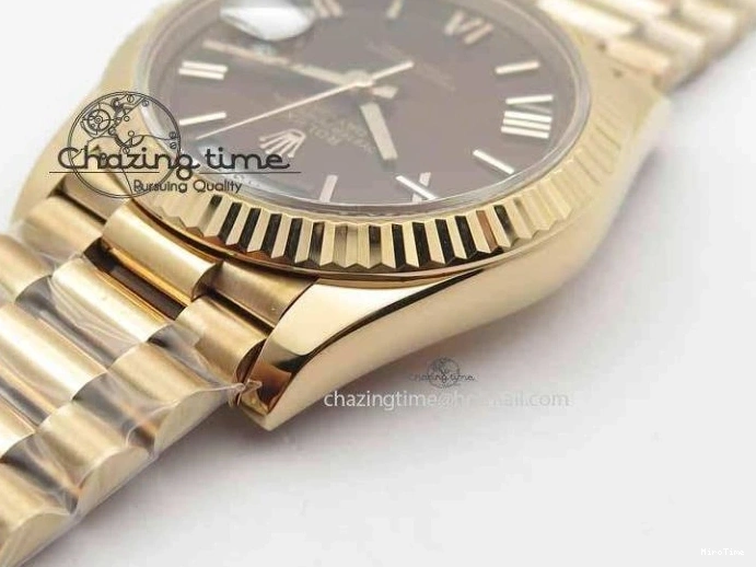 MiroTime 0318 Sophisticated Day-Date 40mm 228239 RG Noob 1:1 Best Edition Brown Roman Dial On RG President Bracelet A 3707